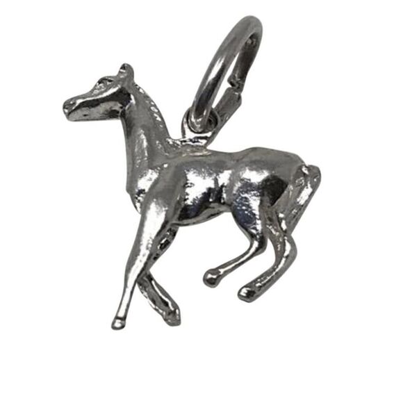 Silver Vintage Sterling Running Horse Charm - Picture 1 of 5